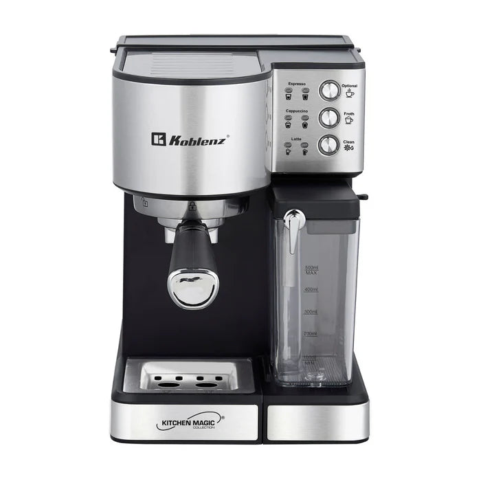 Cafetera Koblenz CKM-1350 en Color Negro con Acero Inoxidable Prepara Cafe Espresso Capiccino y Late 1350 Watts