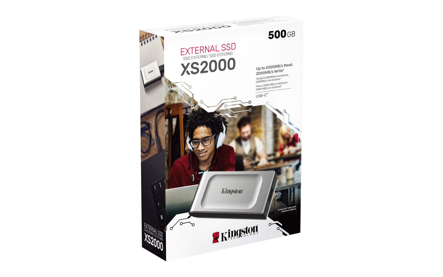 Unidad de Estado Sólido SSD Kingston XS2000 Externo 500GB USB-C