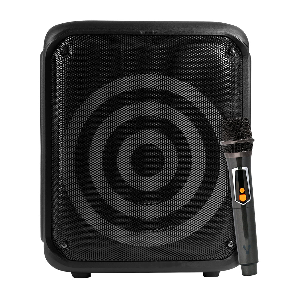 BAFLE VORAGO KSP-350 NEGRO 8" 30WATTS RMS TECNOLOGIA DSP / USB / MSD/ 3.5MM /  RECARGABLE / TWS BT 5HRS CARGA USB TIPO C / MICROFONO INALAMBRICO