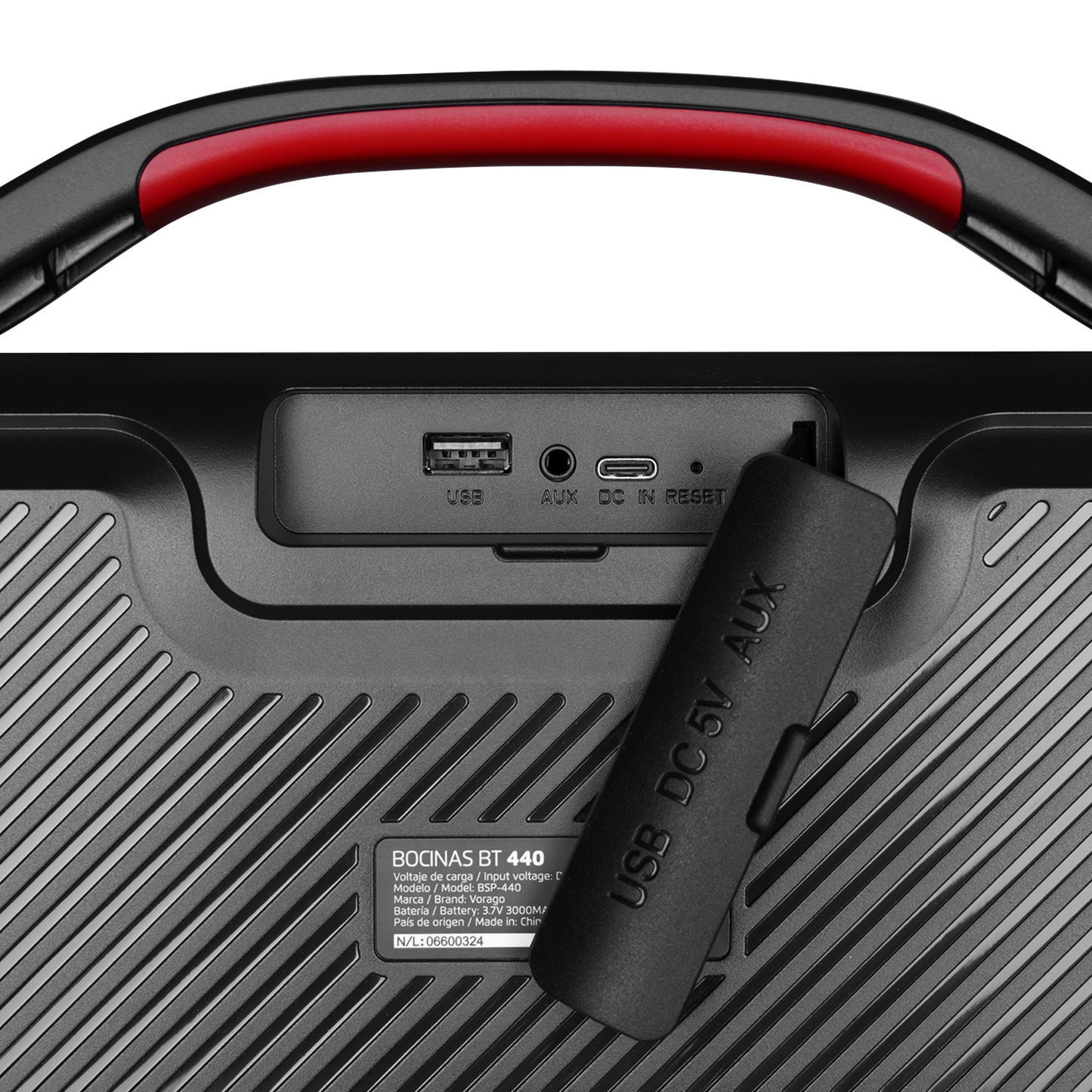 BOCINA VORAGO BSP-440 BLUETOOTH / USB / LUZ FRONTAL RGB / TWS / 20W RMS CON HASTA 5 HRS AUTONOMIA / IPX5