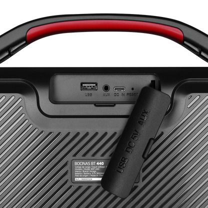 BOCINA VORAGO BSP-440 BLUETOOTH / USB / LUZ FRONTAL RGB / TWS / 20W RMS CON HASTA 5 HRS AUTONOMIA / IPX5