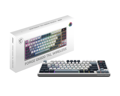 Teclado Gamer MSI Forge GK600 TKL Wireless Sky LED RGB Mecánico Inalámbrico USB/BT Multicolor Inglés
