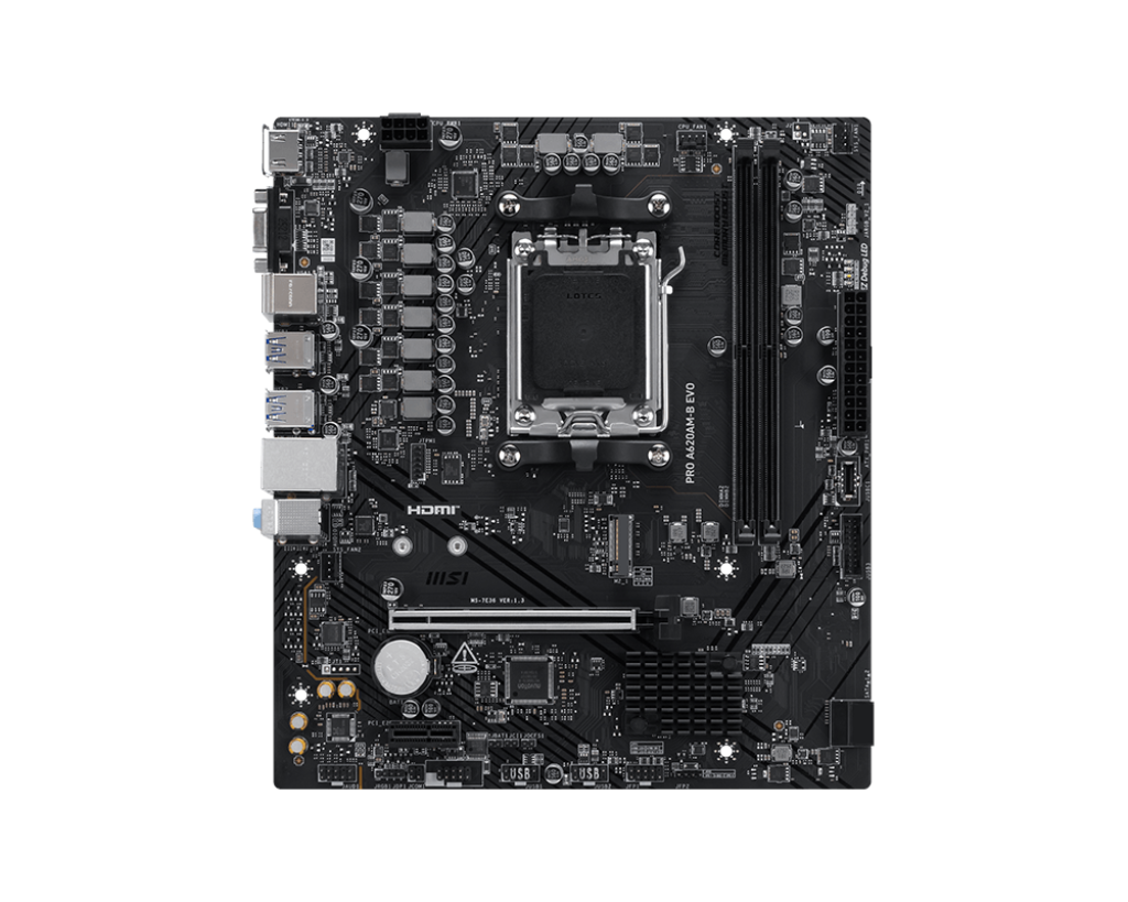 Tarjeta Madre MSI PRO A620AM-B EVO Micro-ATX Socket AM5 AMD A620 128GB DDR5 HDMI para AMD
