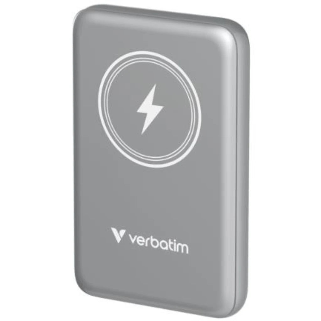 Cargador Verbatim Charge and Go Power Bank Carga Inalámbrica 10000mAh Magnetica Color Gris