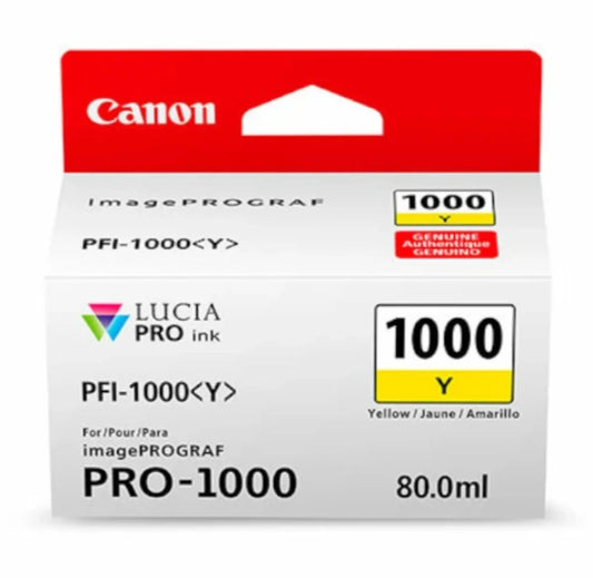 Tinta Canon PFI-1000R Y Lucia Pro Ink Tank 80ML Color Amarillo