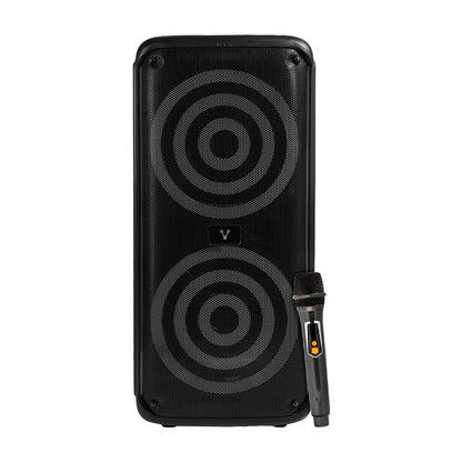 BAFLE VORAGO KSP-503 NEGRO 2X8" 2X30WATTS RMS TECNOLOGIA DSP / USB / MSD/ 3.5MM /  RECARGABLE / TWS BT 5HRS CARGA USB TIPO C / MICROFONO INALAMBRICO