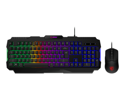 Kit Gamer Teclado y Mouse MSI FORGE GK100 Alámbrico USB Negro Español Membrana RGB