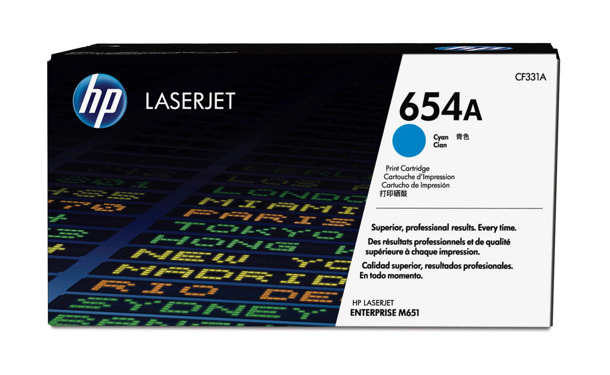 Tóner HP LaserJet 654A Cian