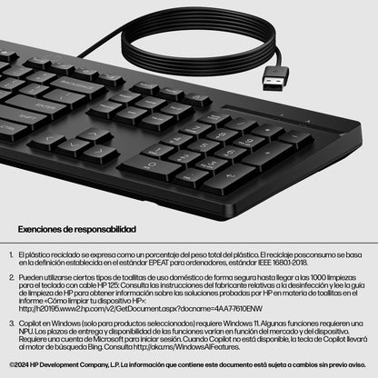 Teclado HP 125 Alambrico