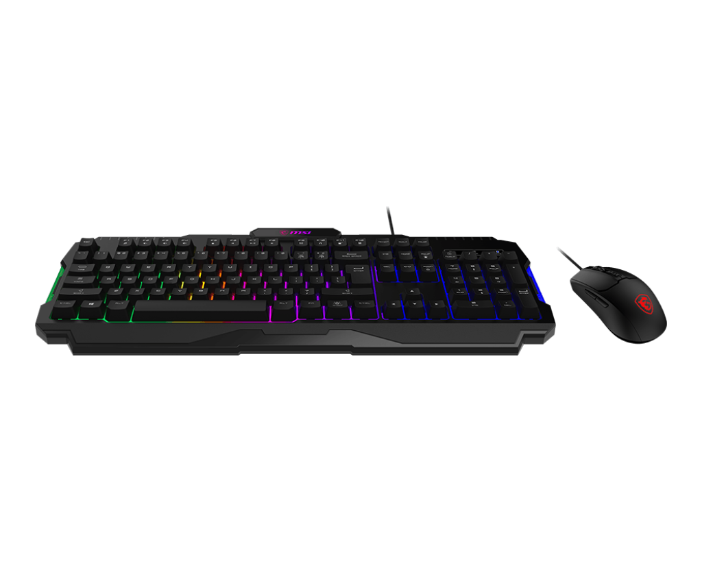 Kit Gamer Teclado y Mouse MSI FORGE GK100 Alámbrico USB Negro Español Membrana RGB