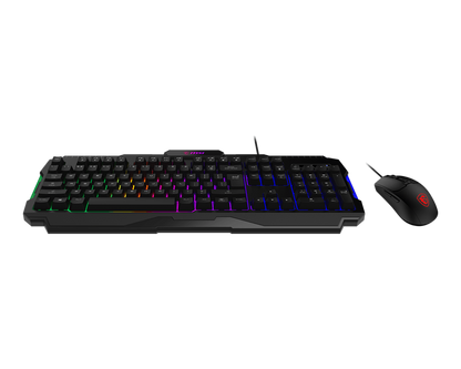 Kit Gamer Teclado y Mouse MSI FORGE GK100 Alámbrico USB Negro Español Membrana RGB
