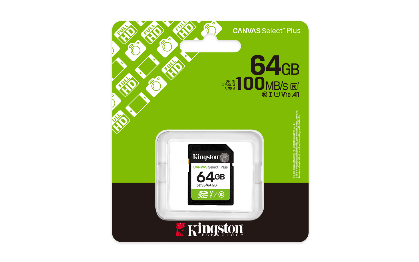 Memoria Micro SDXC Kingston Flash Canvas Select Plus 64GB SD UHS-I Clase 10