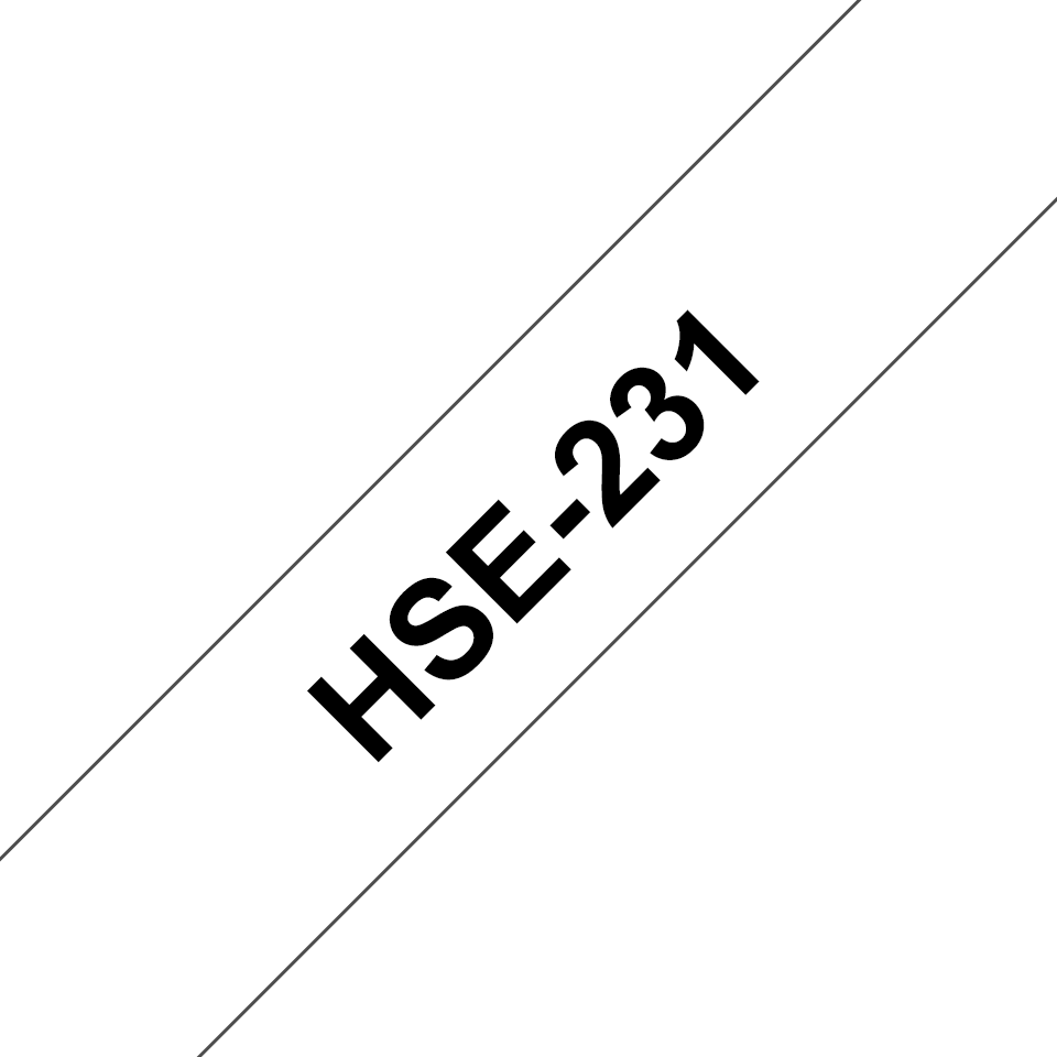 Cinta Brother HSE231 Termorretráctil Texto Negro Sobre Fondo Blanco 11.7mmx1.5m