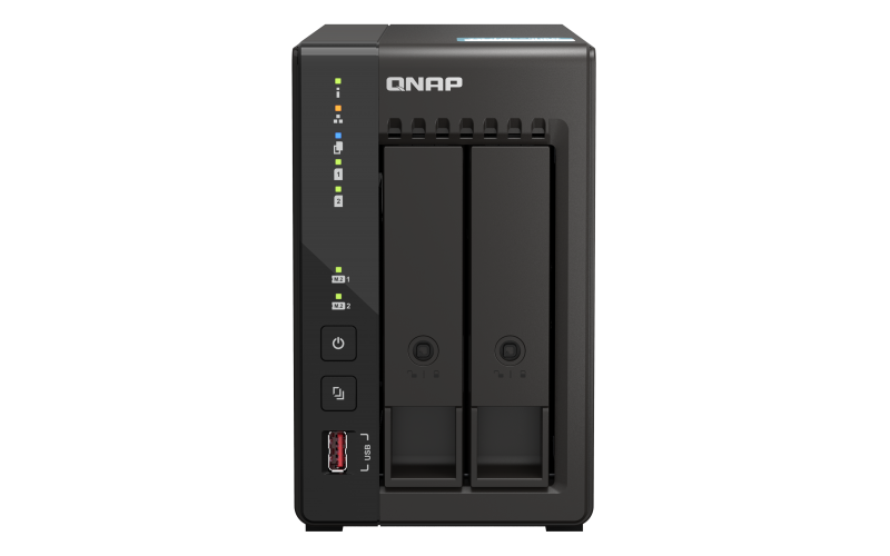 Unidad Almacenamiento NAS QNAP CPU Celeron J6412 Quad Core 2.6Ghz 8GB RAM RJ45 2.5GbE 2 Bahias 3.5 Linux Sin Discos