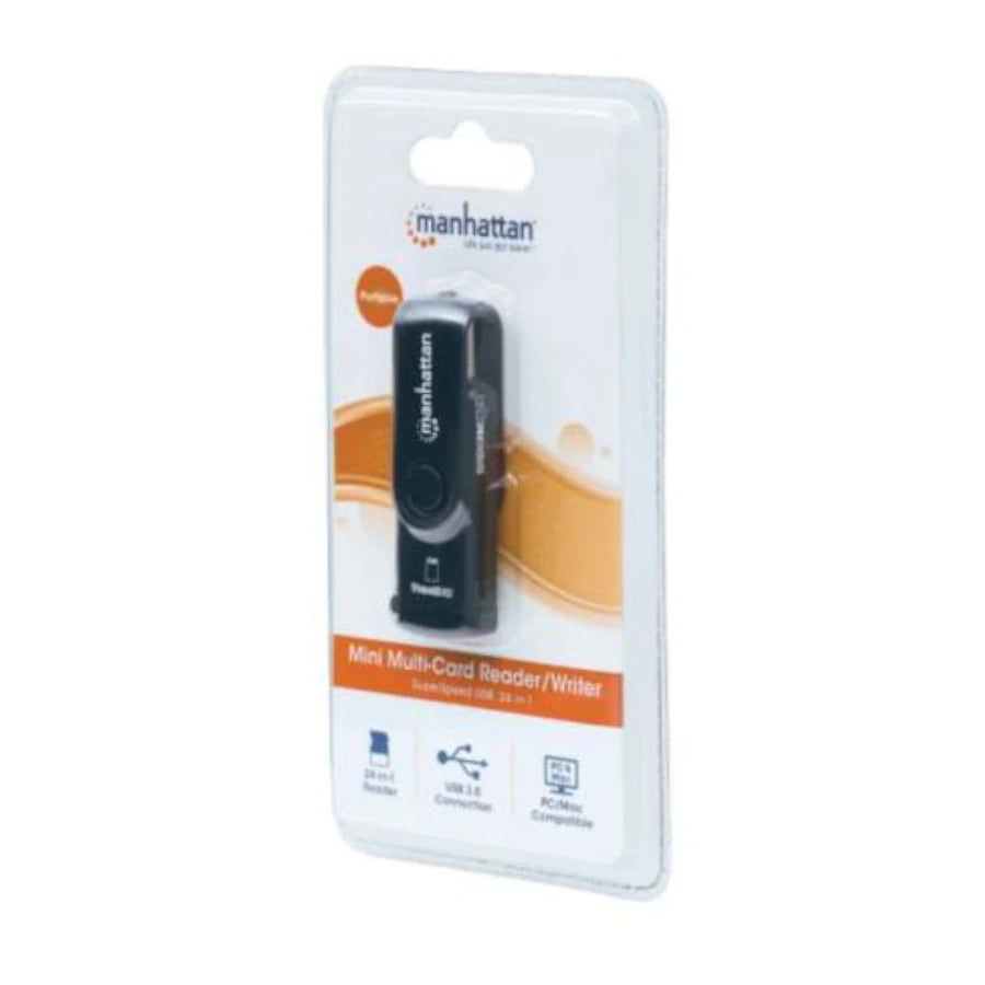 Mini Lector Manhattan Grabador Externo de Tarjetas USB 3.0 Súper Velocidad 24 en 1 Portátil
