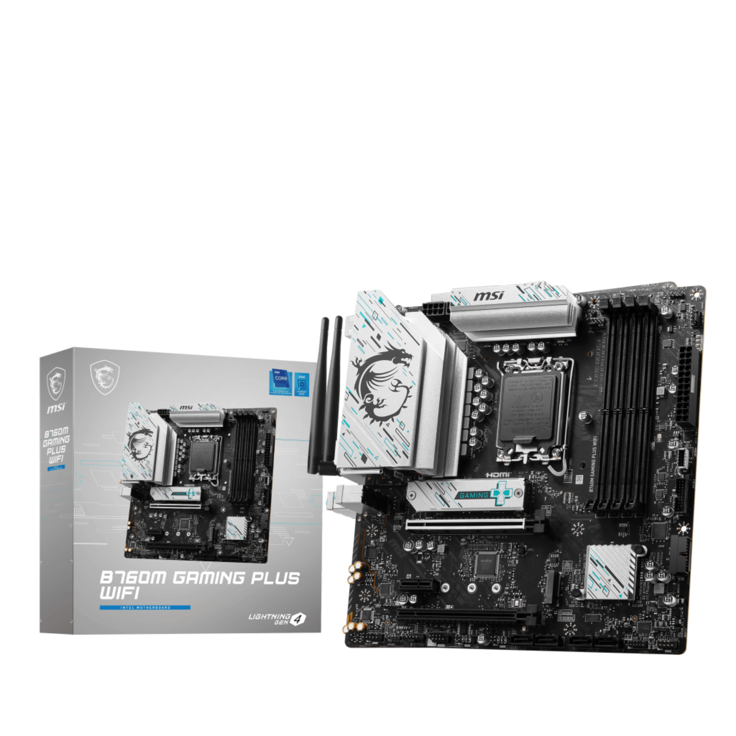 TARJETA MADRE MSI B760M GAMING PLUS WIFI SOCKET 1700 4 DDR5 6800  2HDMI 2 DP 2 M.2 MICRO ATX