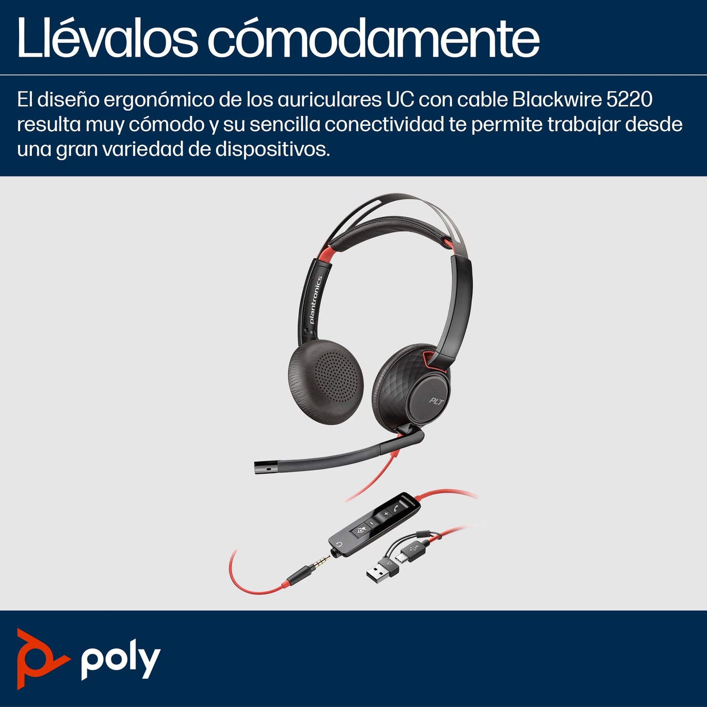 AURICULARES POLYCOM BW 5220 USB-C HS 3.5mmP +USB-C/A