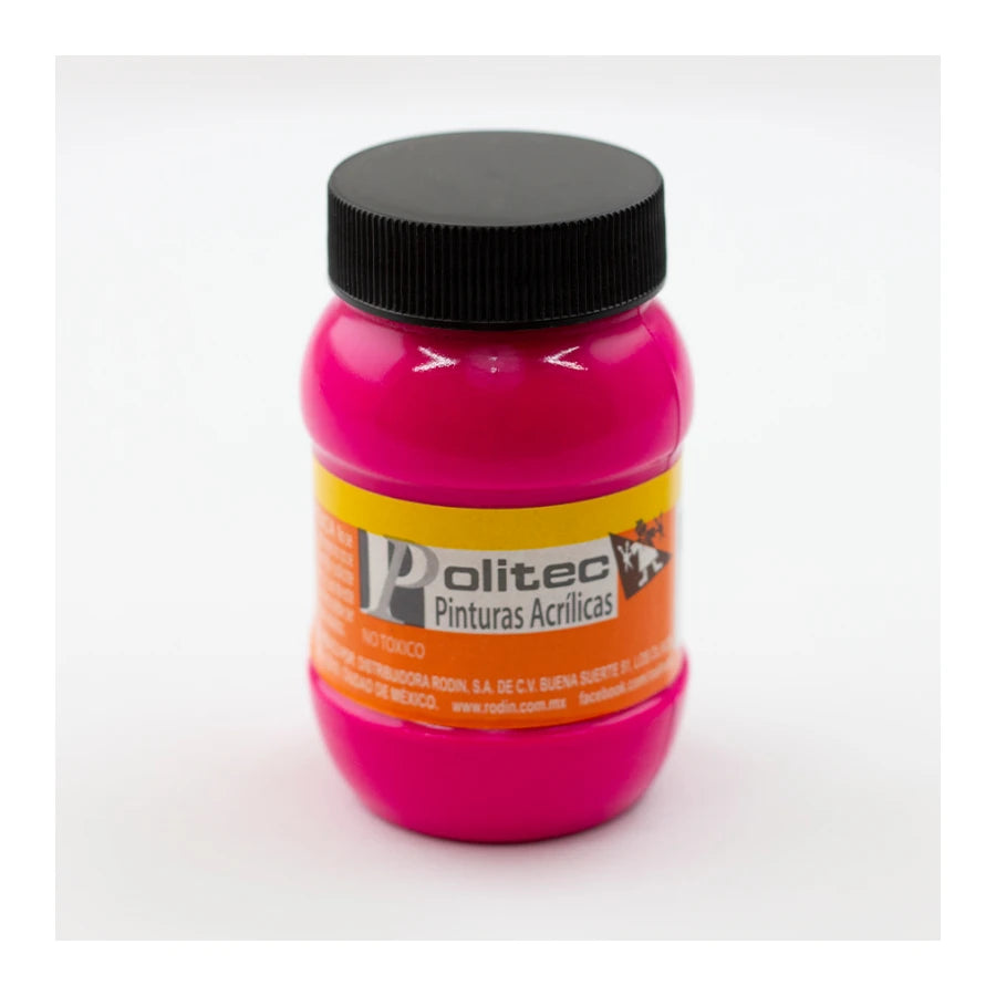 Pintura Acrilica Politec Magenta fluorescente 100ml. No 807 Caja c/6 piezas