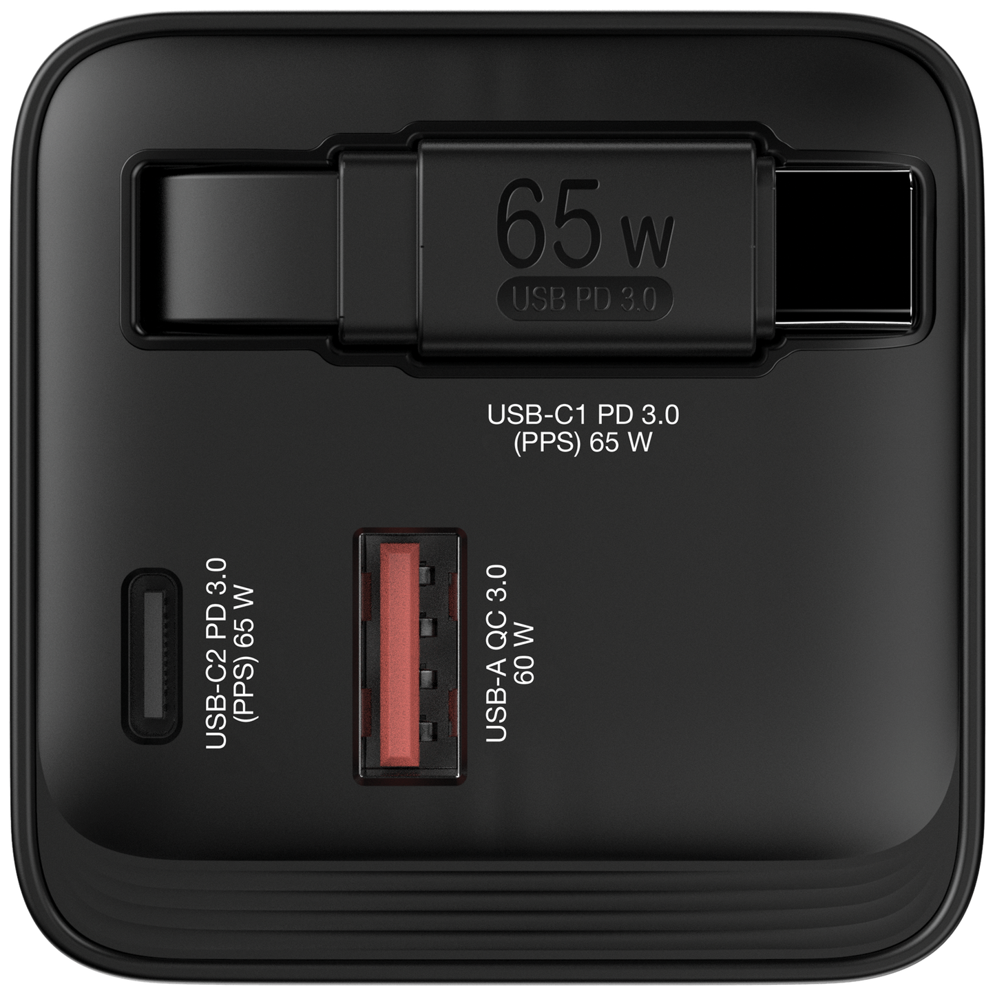 Cargador Verbatim GaN 65W de Cable retráctil