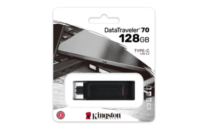 Memoria USB Kingston DataTraveler 70 128GB USB-C Color Negro