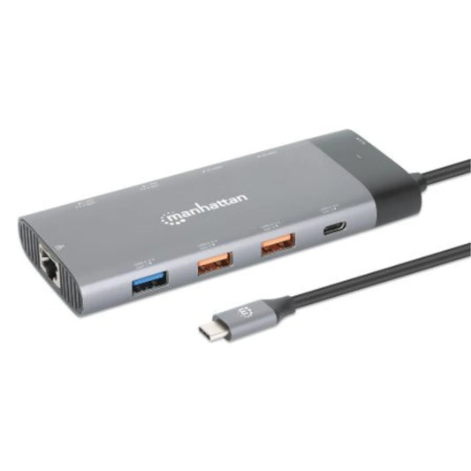 Docking Manhattan USB-C 10 Puertos 2xHDMI 5xUSB-A US