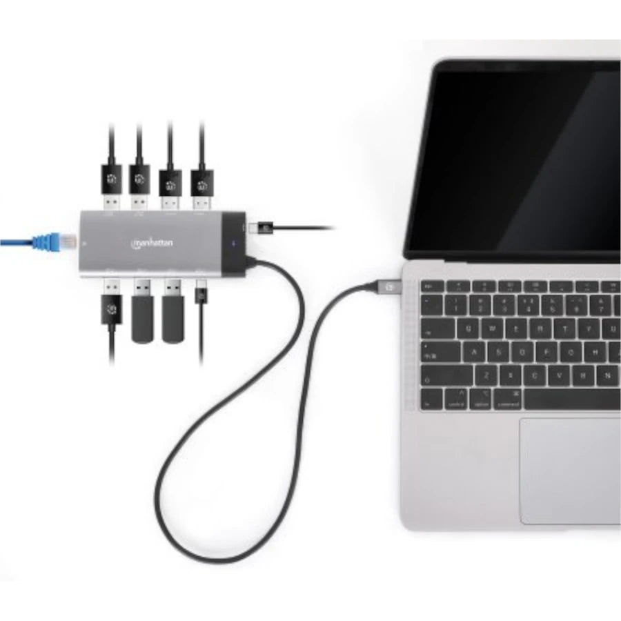 Docking Manhattan USB-C 10 Puertos 2xHDMI 5xUSB-A US