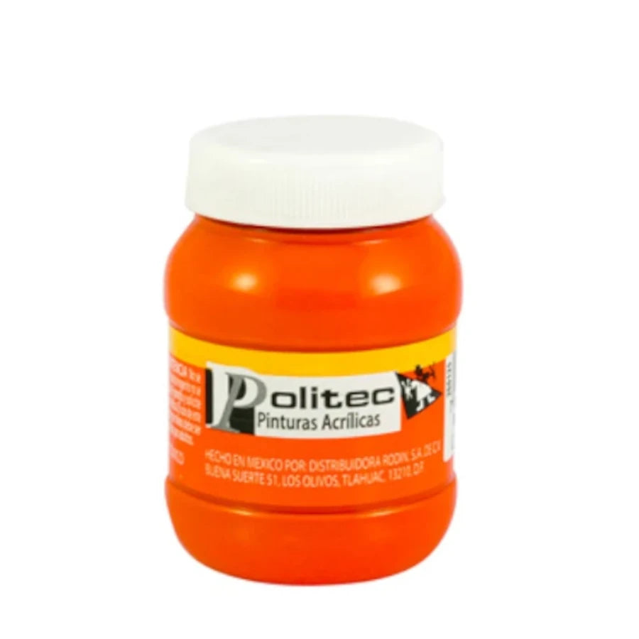 Pintura Acrílica Politec Naranja 100ml No 308, Caja de 6 Piezas