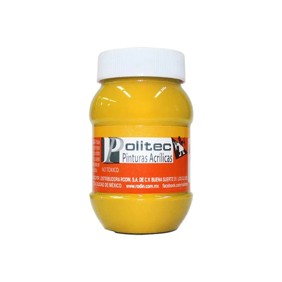 Pintura Acrilica Politec Amarillo Medio 100ml No 318 Caja c/6 piezas