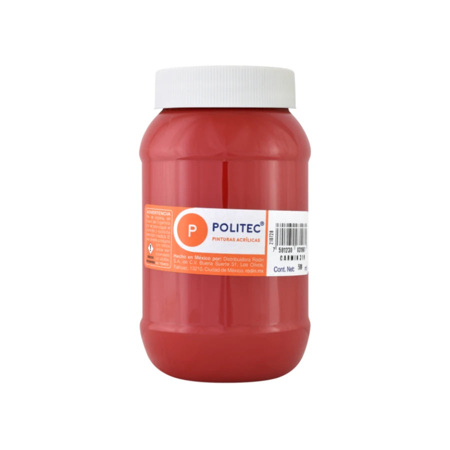 Pintura Acrilica Politec Carmin 100ml No 319 Caja c/6 piezas