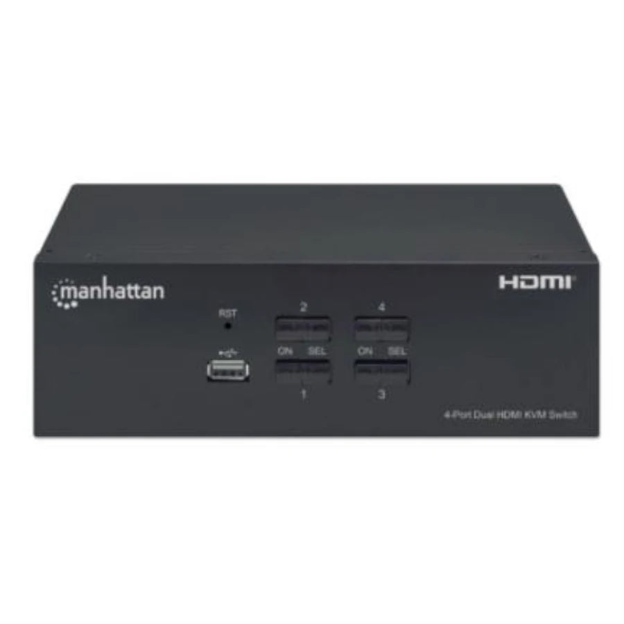 Switch Manhattan MUX KVM HMDI Doble Monitor Resolución Hasta 4K Incluye Cables HDMI/USB-B/Audio a USB-A 1.8m
