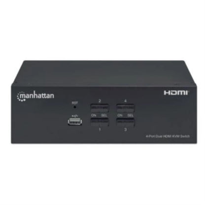 Switch Manhattan MUX KVM HMDI Doble Monitor Resolución Hasta 4K Incluye Cables HDMI/USB-B/Audio a USB-A 1.8m
