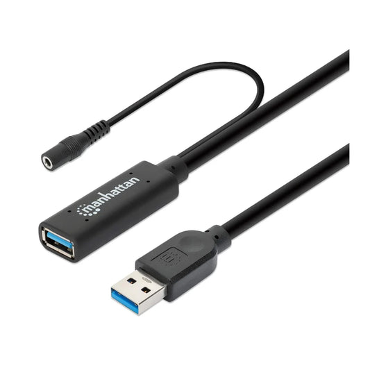 Cable de Extensión Manhattan USB 3.0 Tipo A Macho a Hembra 15m 5Gbps Negro