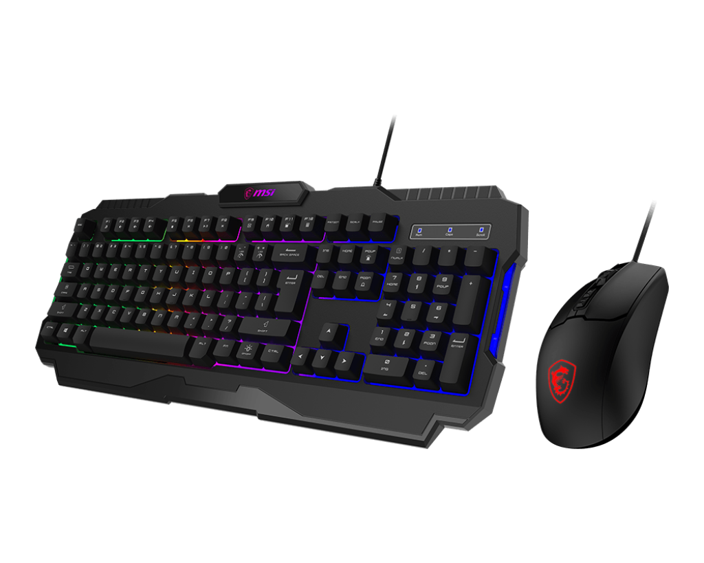Kit Gamer Teclado y Mouse MSI FORGE GK100 Alámbrico USB Negro Español Membrana RGB