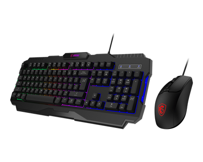 Kit Gamer Teclado y Mouse MSI FORGE GK100 Alámbrico USB Negro Español Membrana RGB