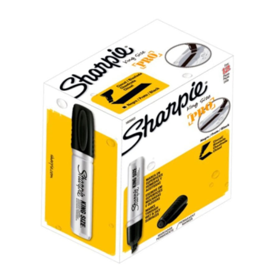 Marcador Permanente Sharpie King Size Negro Punta Cincel C/12 Pzas