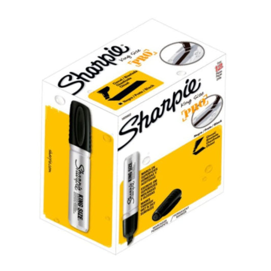 Marcador Permanente Sharpie King Size Negro Punta Cincel C/12 Pzas
