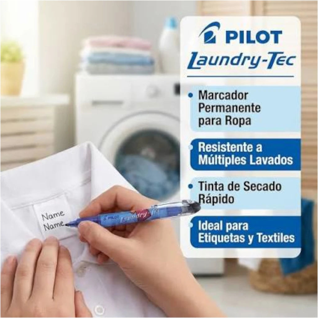 Marcador Pilot TEXTIL Laundry-Tec tinta permanente e impermeable C/12 Pzas