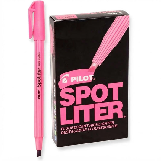 Resaltador Pilot tipo pluma SPOTLITER color Rosa C/12 Pzas