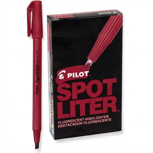 Resaltador Pilot tipo pluma SPOTLITER color Rojo C/12 Pzas