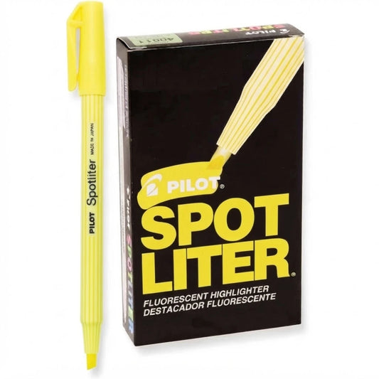 Resaltador Pilot tipo pluma SPOTLITER color Amarillo C/12 Pzas