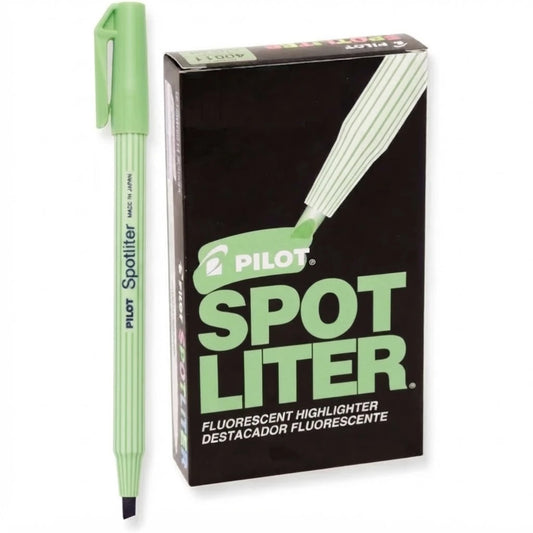 Resaltador Pilot tipo pluma SPOTLITER color Verde C/12 Pzas