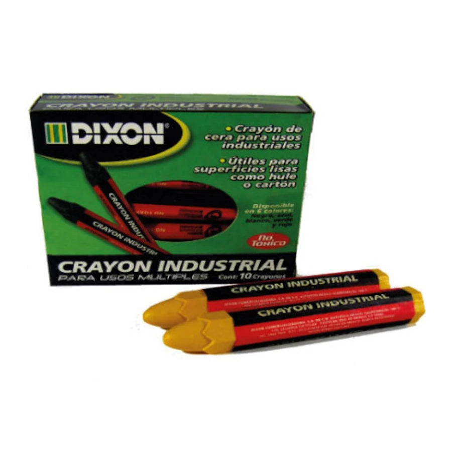 Crayón de Cera Industrial  Dixon Amarillo Caja con 10 Piezas