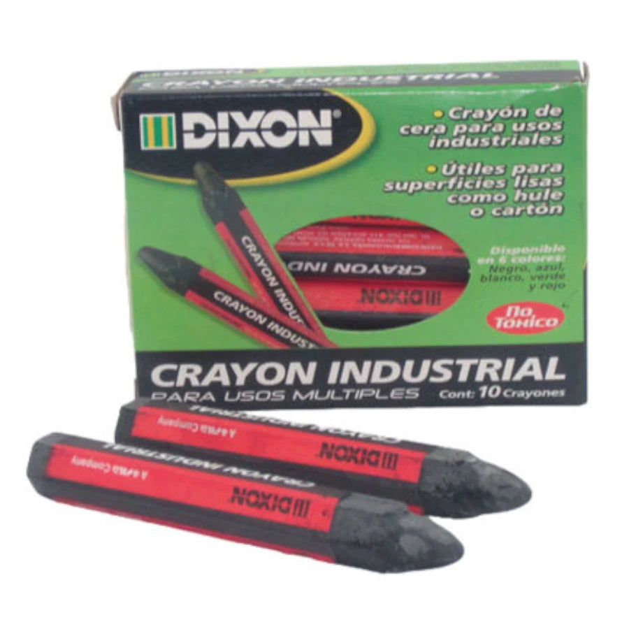 Crayón de Cera Industrial  Dixon Negro Caja con 10 Piezas
