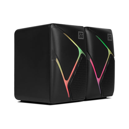 Bocinas Vorago Start The Game SPK-108 RGB Sonido 2.0 Alimentación USB/3.5mm Color Negro