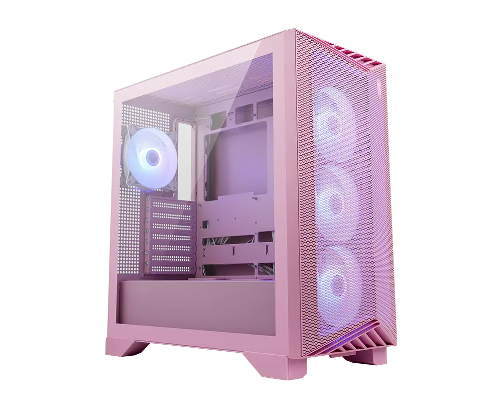 Gabinete MSI MPG GUNGNIR 212R PZ Pink Torre Media ATX 4 Ventiladores RGB Vidrio Templado Rosa