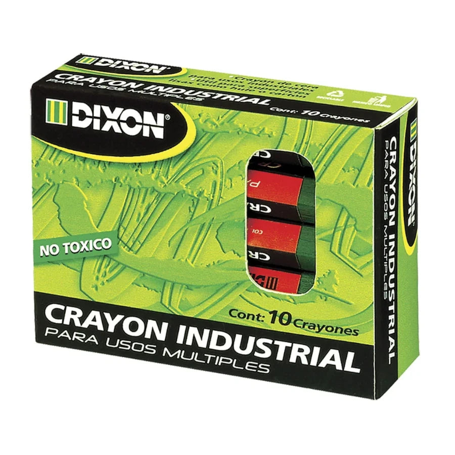 Crayón de Cera Industrial  Dixon Rojo Caja con 10 Piezas