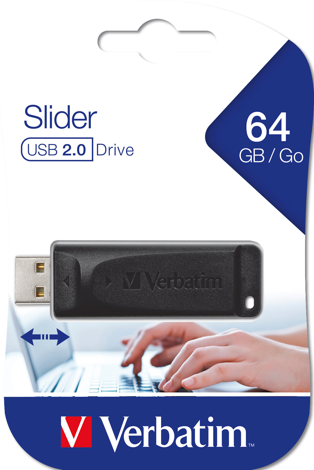 Memoria USB Verbatim 64GB 2.0 Slider Color Negro