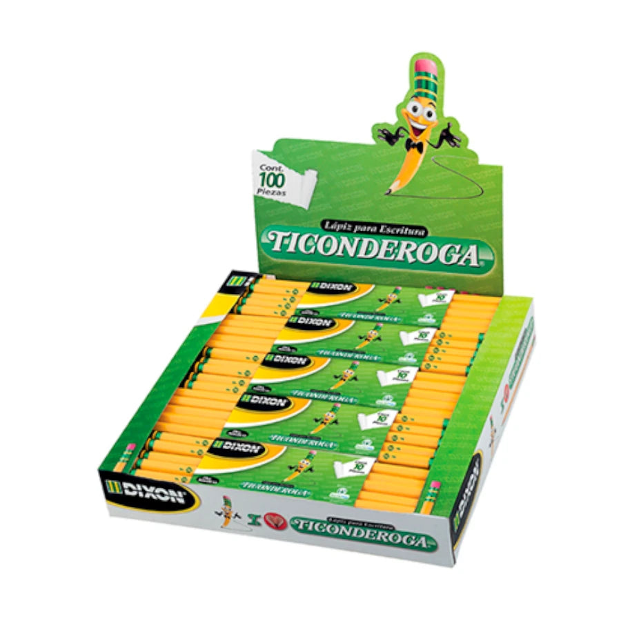 Lapiz Dixon ticonderoga 2.5 hexagonal madera caja c/10 estuches c/10 lapices c/u