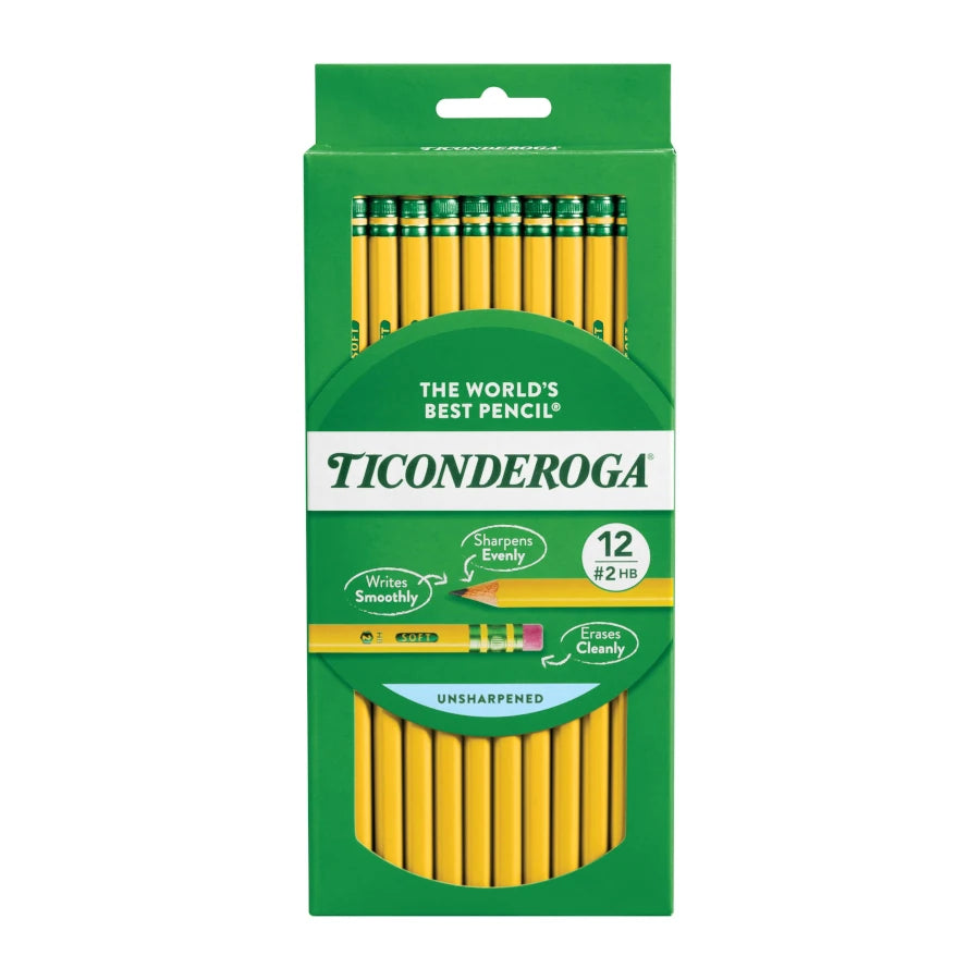 Lapiz dixon ticonderoga #2 hexagonal madera caja c/12 lapices