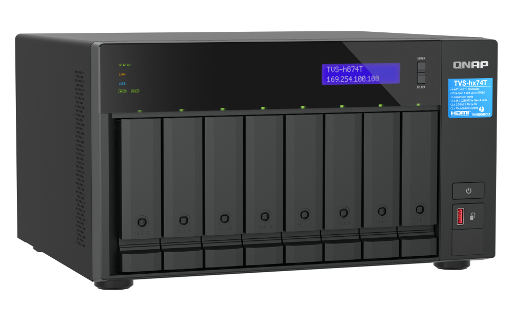 Unidad NAS QNAP TVS-h874T de 8 Bahias Intel Core i9-12900E 64GB DDR4 Thunderbolt 4 2.5GbE No incluye discos